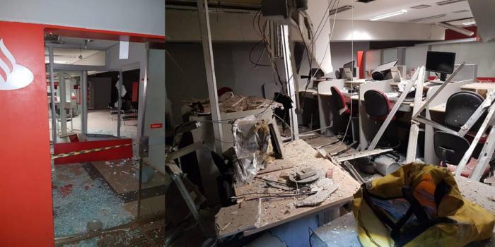 Caixas eletrônicos de duas agências bancárias ficaram totalmente destruídos - Foto: Divulgação